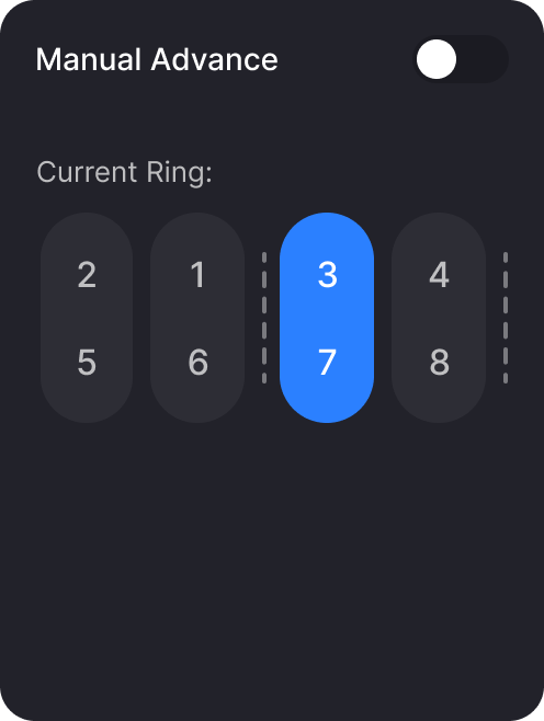 Traffic signal control panel showing Manual Advance variation 5.
