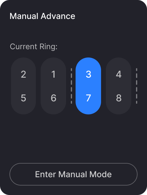 Traffic signal control panel showing Manual Advance variation 3.