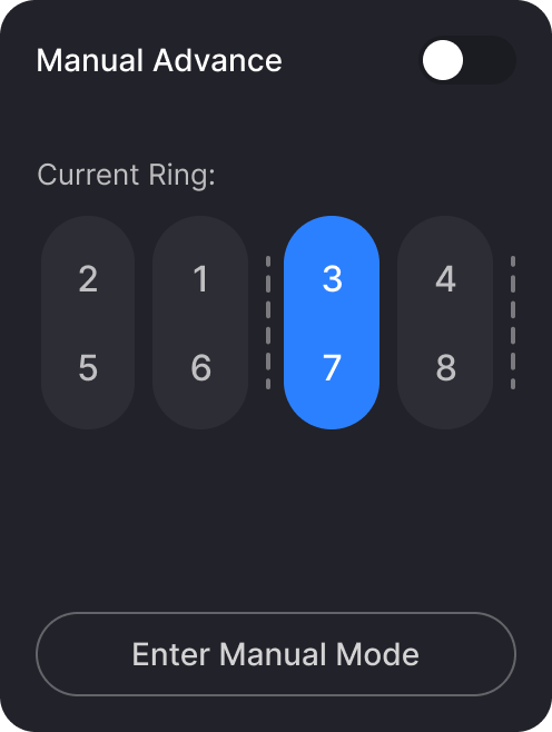 Traffic signal control panel showing Manual Advance variation 1.